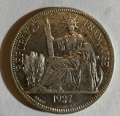 1927 French Indo China Piastre Silver Coin High Grade • $79