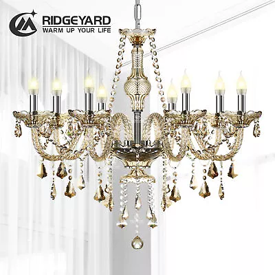 Ridgeyard Modern 8 Arm K9 Crystal Chandelier Candle Pendant Ceiling Light Cognac • $89.99