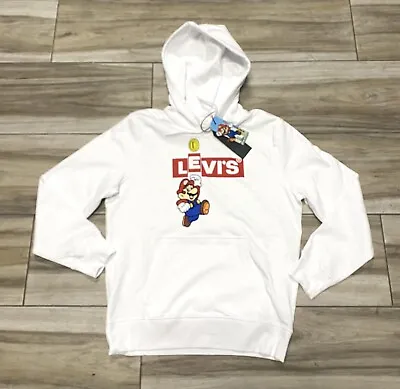 Levi's X Super Mario Graphic Pullover Hoodie White Limited Edition Men's Small • $49.99