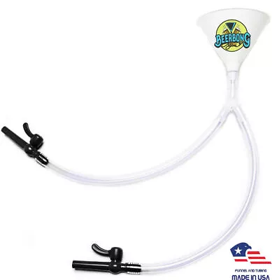 Large Double Beer Bong Funnel | White Funnel | Black Valve | Drinking Funnel • $44.15