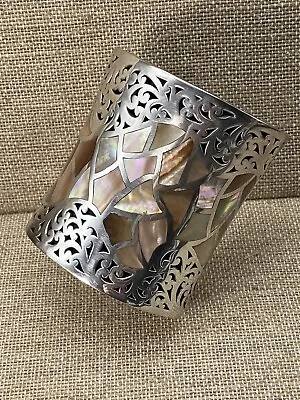 $539.75 • Buy Lois Hill Retired Sterling Silver Scroll Inlayed Abalone Shell Cuff SMALL Sz  LC