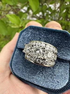 Zales 14k Past Present Future 4ct  Diamond $8000 Retail 3 Stone RING Sz 5.5 • $2985