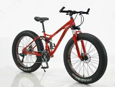 $448 • Buy 26  Large Fat Tire Bicycle Downhill Beach Mountain Bike Full Suspension 21 Speed