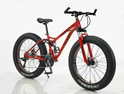 26  Large Fat Tire Bicycle Downhill Beach Mountain Bike Full Suspension 21 Speed • $589