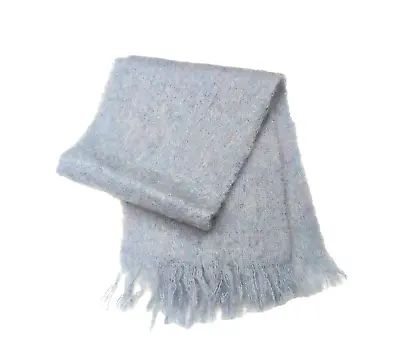 Vintage Avoca Handweavers Ireland Mohair Wool Scarf 10x54 Sky Blue Fringe  EUC • $19.97