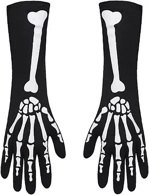 Gothic SKELETON HAND/ARM BONES LONG ELBOW GLOVES Cosplay Costume Accessory-SMALL • $3.97