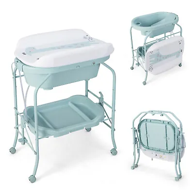 2-in-1 Baby Change Table W/Bathtub Folding Diaper Changing Station Baby Nursery • £84.95