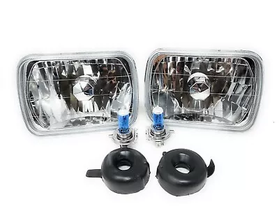 H6054 5 X7  7X6 Chrome Housing Diamond Cut Headlights Replacement Glass H4  • $39.99