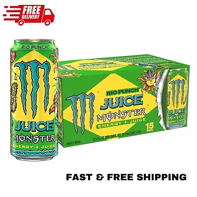 Monster Energy Juice Rio Punch Energy + Juice Energy Drink 16 Oz (Pack Of 15) • $39.95