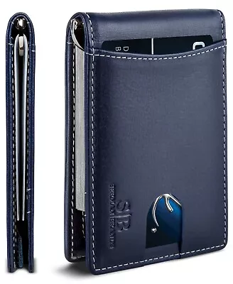 SERMAN BRANDS- Genuine Leather RFID Blocking Slim Minimalist Front Pocket Wallet • $29.99