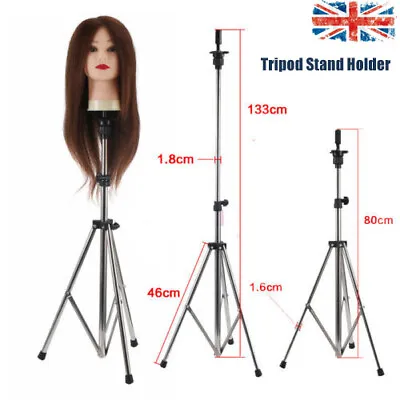 80-133cm Adjustable Wig Head Stand Mannequin Tripod Hairdressing Training Holder • £10.99