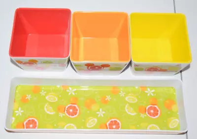 Disney Parks Mickey Mouse Citrus Icon Appetizer 4 Piece Plastic Tray With Bowls • $19.99