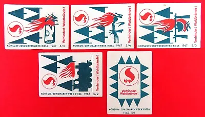 Vintage 1967 GERMAN Match Box Labels:  SET OF 5 • $4.95