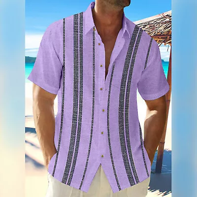 Men Hawaiian ShirtVintage Button Down Bowling Shirts Short Sleeve Beach Shirt-B • $14.80