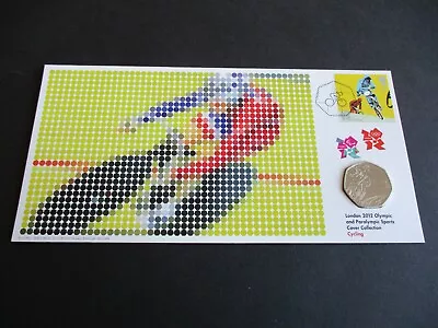 CYCLING  - LONDON 2012 OLYMPIC  B/U  50p COIN AND STAMP COVER # 03542 • £16