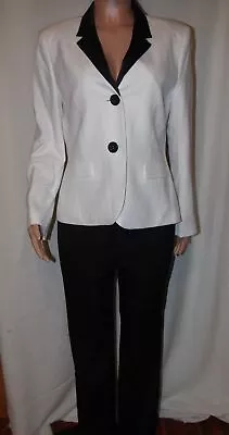 Nwt Size 4.8 14p Le Suit Crepe Satin Bordeaux Vanilla Ice/Black 2pc Pantsuit • $40.99