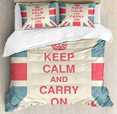 Keep Calm Duvet Cover Set Carry On British Flag • £32.99