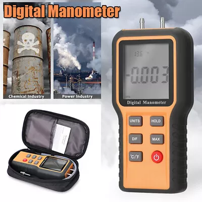 LCD Digital Manometer 12 Pressure Units 20KPa Pipes Pressure Meter ±0.3%FSO J2A6 • $29.96
