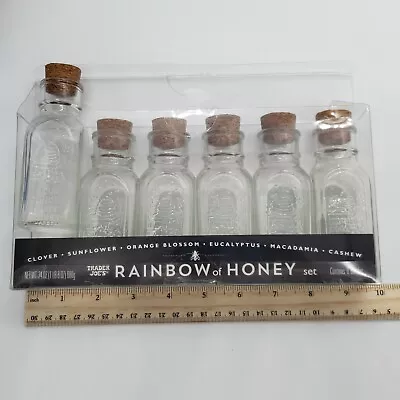 6 Empty Honey Glass Bottles Jars + Corks Beehive Design Trader Joe’s 4 Oz   • $25.20