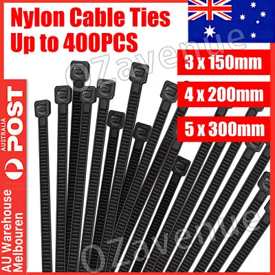 Cable Ties Zip Ties Nylon UV Stabilised 100/200/500/1000x Bulk Black Cable Tie • $4.59