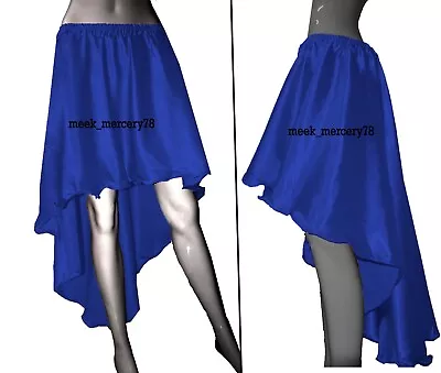 Satin Casual Royal Blue Asymmetrical Skirt Steampunk Skirt High Low Skirt S6 • $21.38