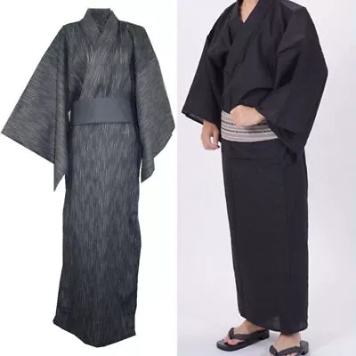 Men Japanese Kimono Yukata Bathrobe Pajamas Cotton Robe Clothing Long Summer New • £34.79