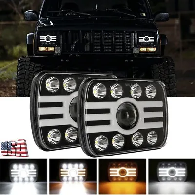 Pair For 82-93 Chevy S10 Blazer GMC S15 7X6 Projector LED Headlight Hi/Lo DRL • $69.98