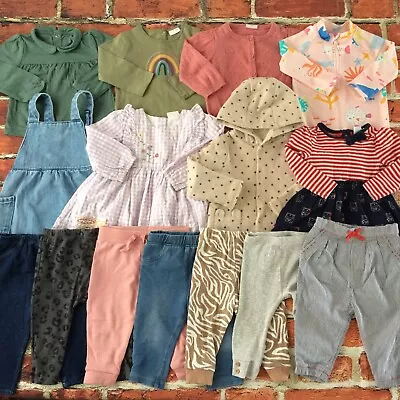 Baby Girls 6-9 Months Clothes Bundle Dress Cardigan Joggers M&S Next George Etc • £18