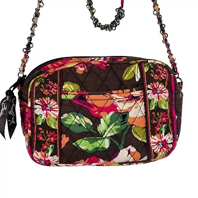 Vera Bradley Mini Chain Crossbody Purse Bag Print Green Brown Pink Oange • $11.99