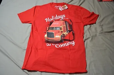 Coca Cola Christmas Truck T-Shirt Red 100% Cotton Holidays Are Coming L Large • £9.99