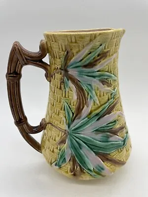 Antique Bamboo & Basket Weave Majolica Pitcher • $160