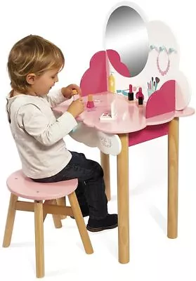 Janod Petite Miss Beauty Dressing Table Mirror Stool Accessories Box Toy • £58.82