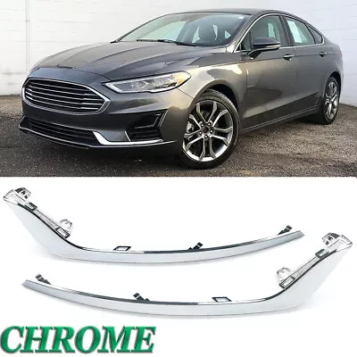 For Ford Fusion 2019-2020 Front Bumper Fog Lamp Eyelids Cover Strip Trim Chrome • $45.99