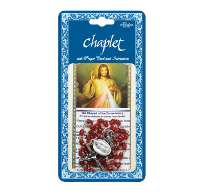 Divine Mercy Chaplet Red Oval Beaded Catholic Rosary • $18.99