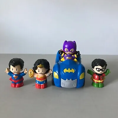 $10 • Buy Fisher Price Little People DC Comics Superheroes Figures Batmobile Car