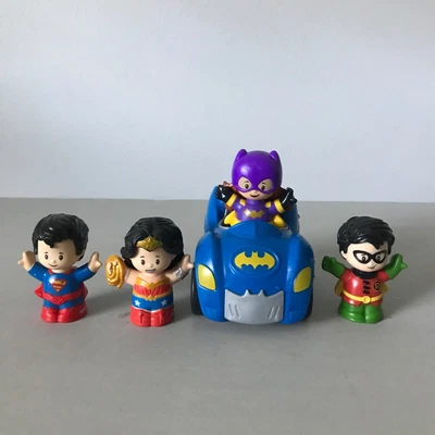 $10 • Buy Fisher Price Little People DC Comics Superheroes Figures Batmobile Car