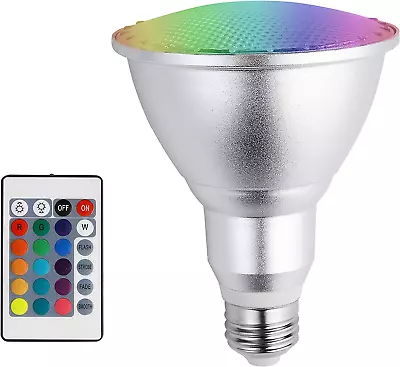 Led Colored Light Bulb E27 10W PAR30 RGB Dimmable Spotlight 16 Color Changing Wi • $19.95