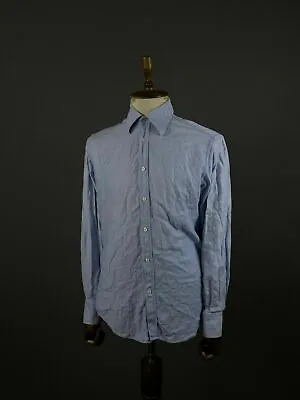 Men Versace Collection City Blue Long Sleeve Button Up Shirt Size 40 / 15.75 • $56.24