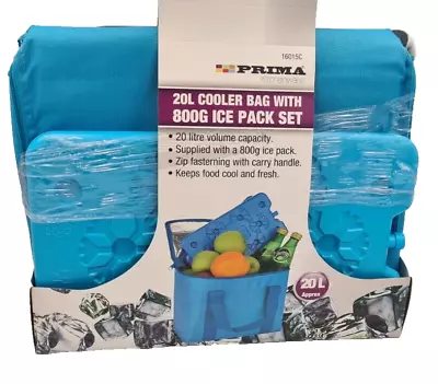 Prima 20L Cooler Bag With 800g Ice Pack Set Outdoors Camping Travel Beach • £16.49