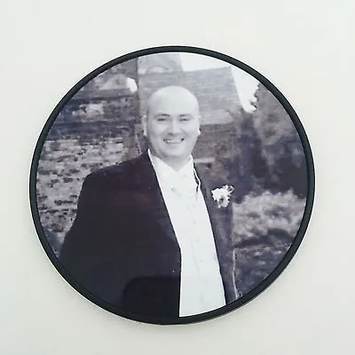 Memorial Photo Plaque - 9cm Metal CIrcle For Headstone GraveSide  Pots -Any Pic • £7.50