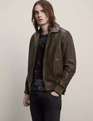 John Varvatos Tommy Bomber Leather Jacket. Shearling. Size Large. BNWT • $399