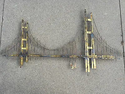 Vintage 1972 Curtis Jere Golden Gate Bridge Metal Brutalist Wall Art Sculpture • $495