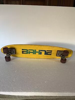 Vintage Skateboard Bahne 70’s  Fiberglass  Yellow Whit Lettering • $350