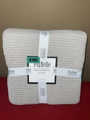 Piubelle Piu Belle Matelasse King 104x94”Cotton Oatmeal BLANKET Made In Portugal • $115