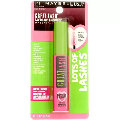 5 Pack Maybelline Great Lash Lots Of Lashes Washable Mascara Very Black 141... • $39.84