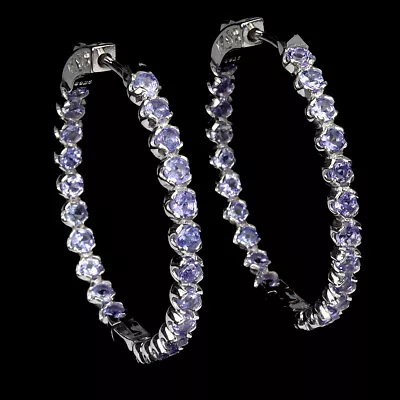 Unheated Round Tanzanite 2.5mm 14K White Gold Plate 925 Sterling Silver Earrings • $0.99