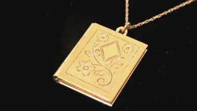 Antique Vintage Large 12k Gold Filled Etched Book Locket On Gold-filled Chain • $39.99