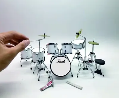 Miniature Drum Kit White Instrument Display Band Gift Musical Scale 1/12 • $25