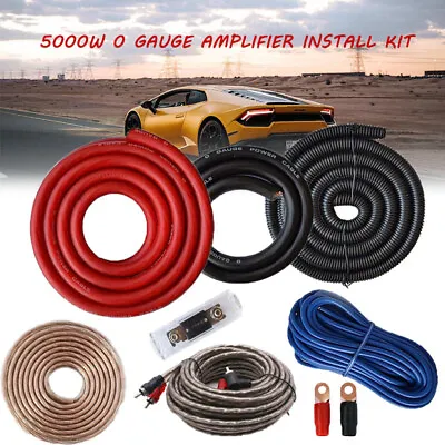 5000W 0 AWG GAUGE Amp Car Amplifier Install Kit Power Cable Sub Subwoofer Wiring • £23.99