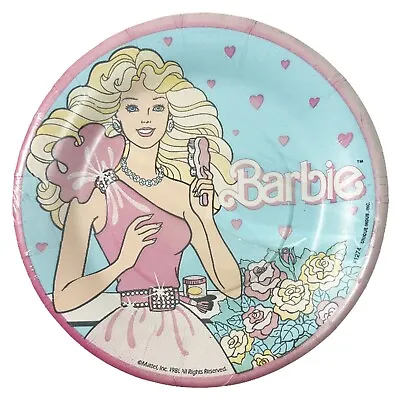 BARBIE VINTAGE 1985 LARGE PAPER PLATES (8) ~ Birthday Party Supplies Lunch • $14.29